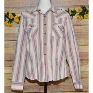 Cruel Girl Pink Gray Striped Snap Front Western Shirt Size XL  Cotton Cowgirl Ro